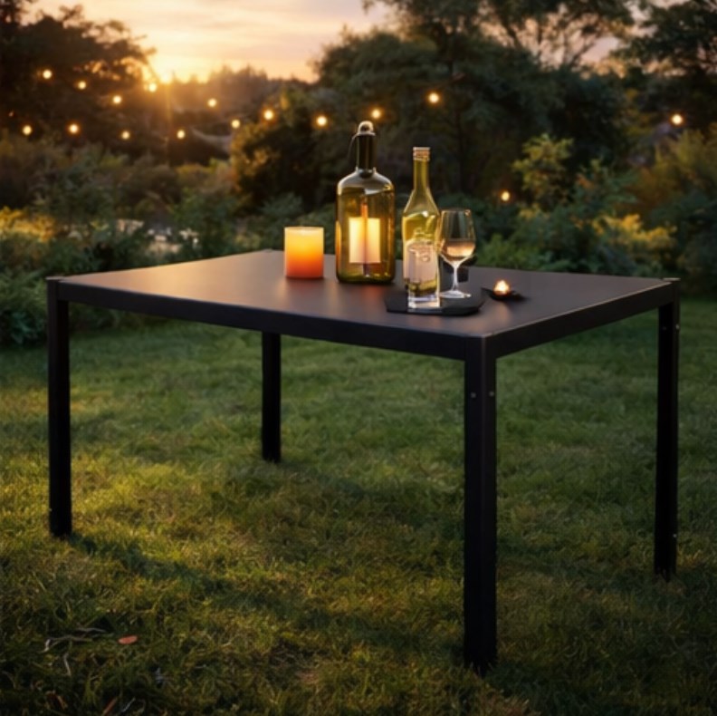 Stół ogrodowy PALERMO 150x90 cm metalowy ze szklanym blatem